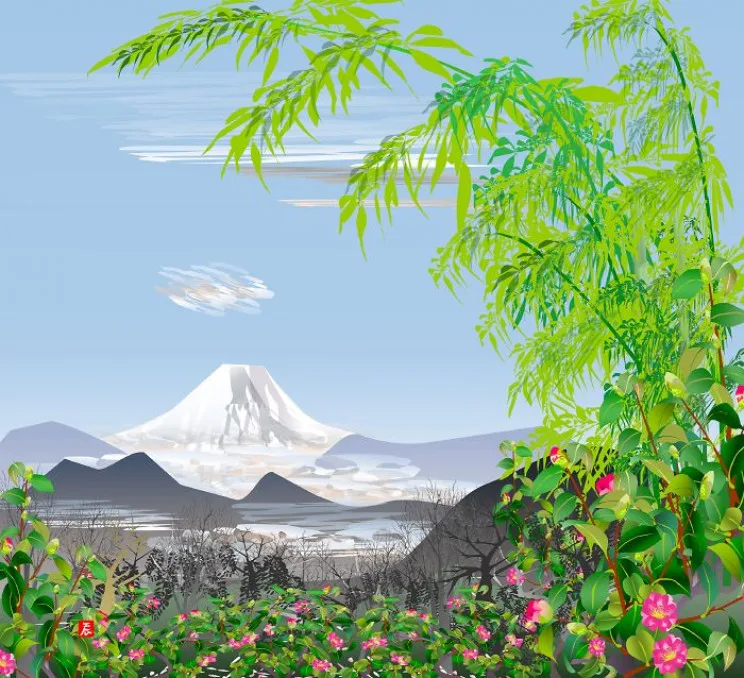 A landscape of Mount Fuji painted in Excel by Tatsuo Horiuchi