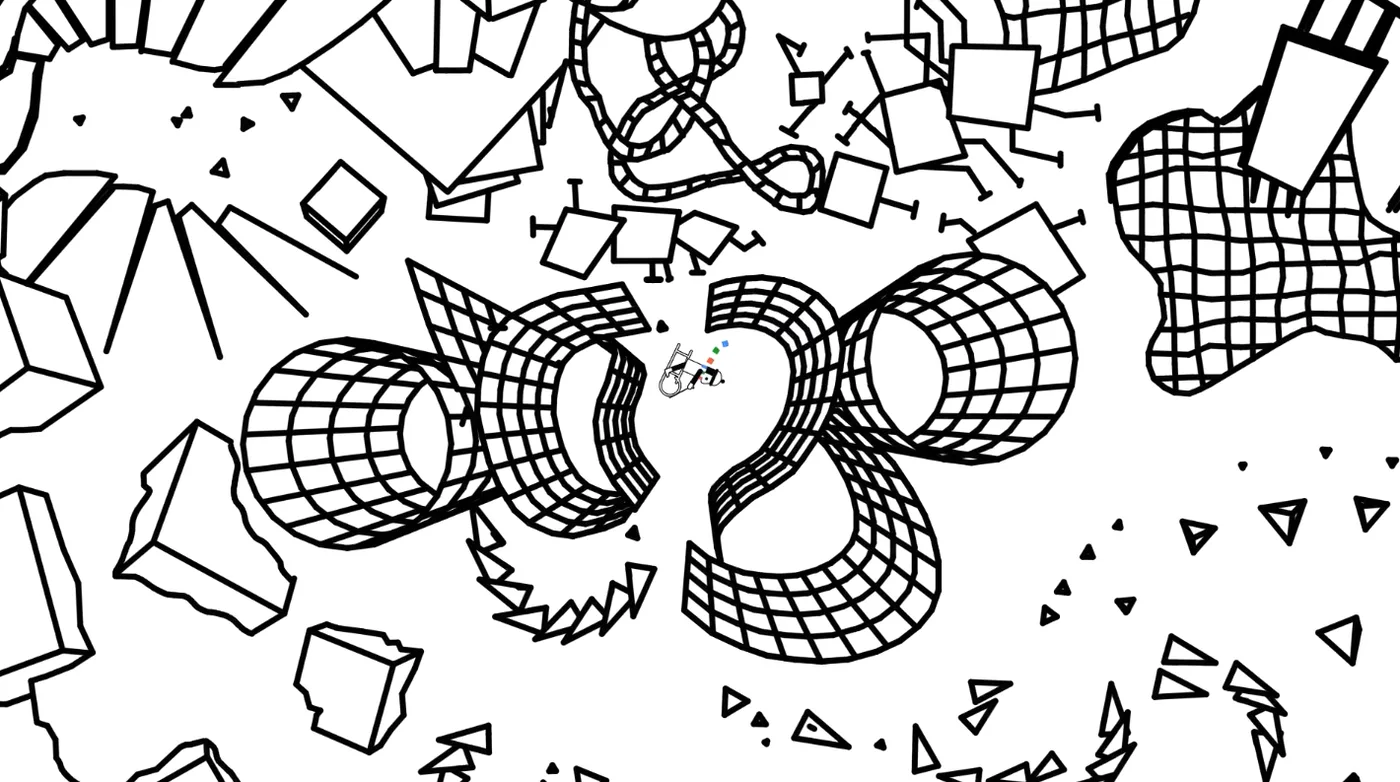 A dense black-and-white Line Rider track